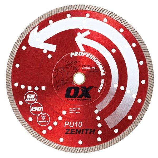 Ox Tools Professional PU10 Superfast Universal Hard Blade, 14 in Dia, 1 to 20 mm Arbor, Steel Cutting Edge OX-PU10-14